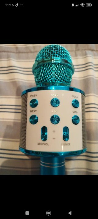Micrófono Karaoke Azul con altavoz  Bluetooth