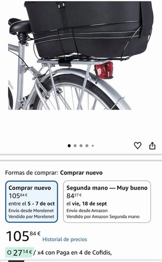 Trasportin para mascotas en bicicleta.