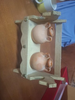 Adorno botijos terracota y madera