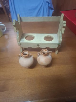Adorno botijos terracota y madera