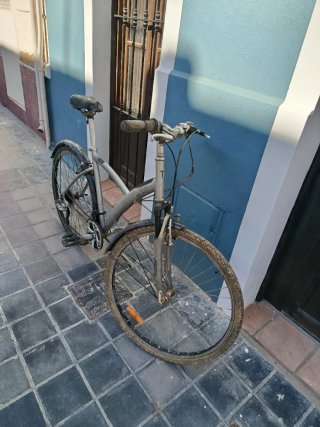 Bicicleta de paseo plateada