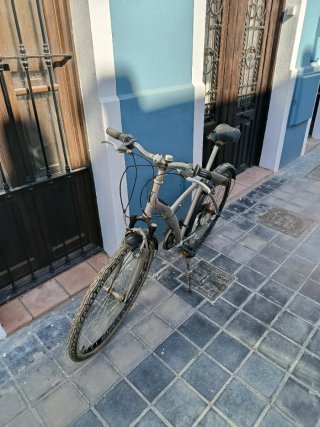 Bicicleta de paseo plateada