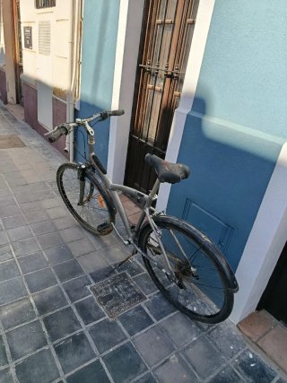 Bicicleta de paseo plateada