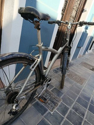 Bicicleta de paseo plateada