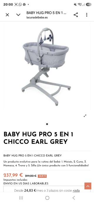 Minicuna Chicco Baby Hug 5in1 Pro