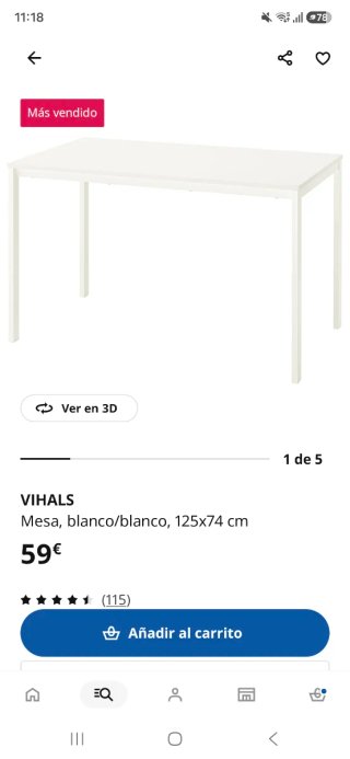 Mesa Vihals Ikea Blanca