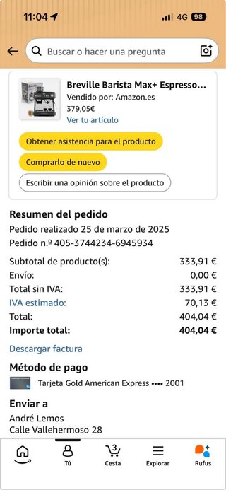 Cafetera Breville Barista Max+