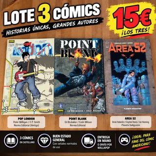 Lote 3 Cómics POP LONDON + POINT BLANK + AREA 52 |