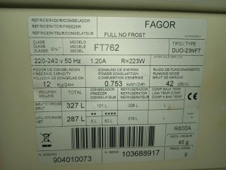 Piezas frigorífico Fagor FT762