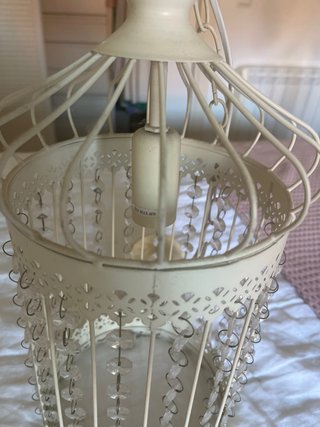 Lámpara colgante Ikea beige con cristales