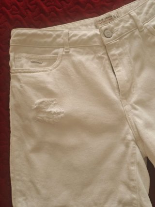 Pantalón corto vaquero blanco Zara T.38