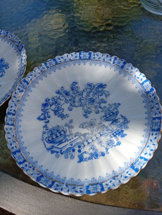Conjunto 2 Platos Antiguos Porcelana Santa Clara