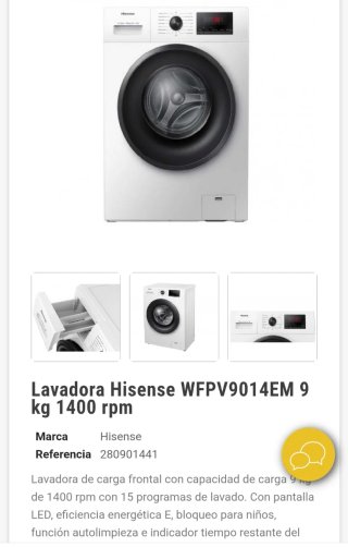Lavadora Hisense WFPV9014EM 9kg