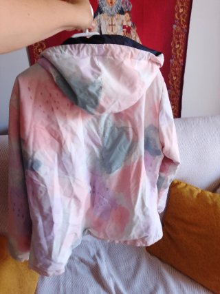 Chaqueta acolchada mujer beige/rosa