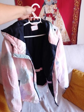 Chaqueta acolchada mujer beige/rosa
