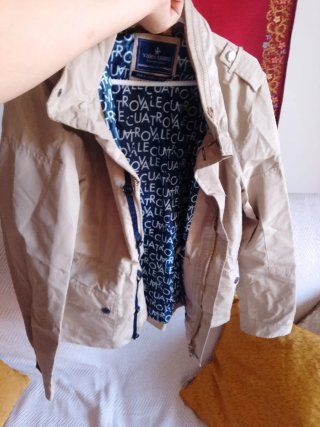 Chaqueta acolchada mujer beige/rosa