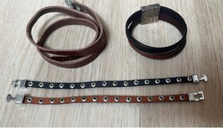 Lote 4 pulseras de cuero. Perfil solidario