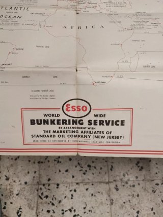 Mapa Mundial Esso 1947 Bunkering Service