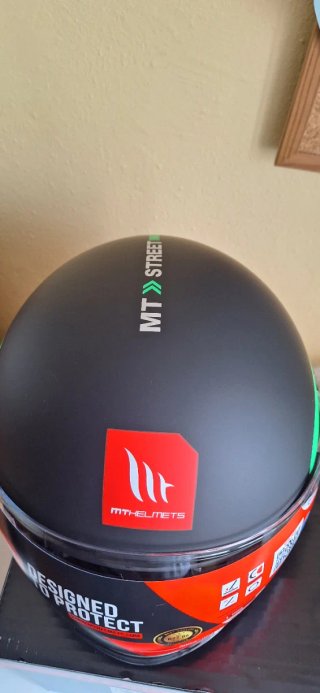 Casco Jet MT Negro y Verde Talla L