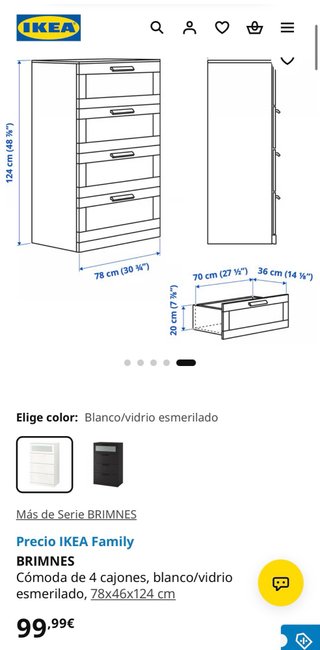 Cómoda Ikea Blanca con Cajones y Cristal