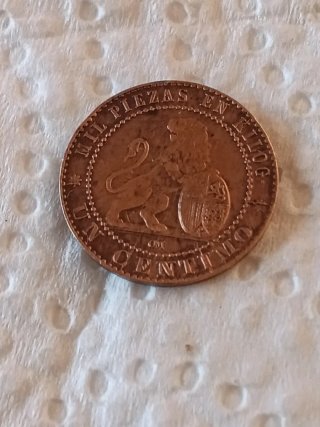 Moneda de 1 céntimo de 1870 UN GRAMO.cobre