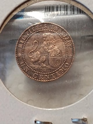 Moneda de 1 céntimo de 1870 UN GRAMO.cobre