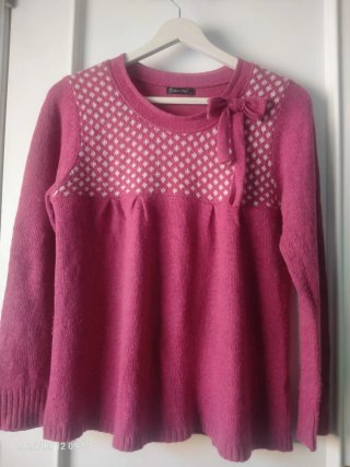 Suéter de lana rosa vintage talla XXL
