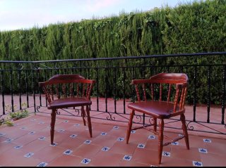 2 Sillas Windsor Madera y Cuero Marrón