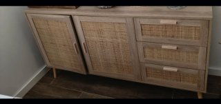 Aparador de madera y ratán,medidas 150-40-80