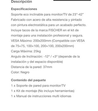 Soporte TV Aisens WT42T-003 23-42 Inclinable