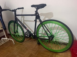 Bicicleta Fixie Negra Ruedas Verdes