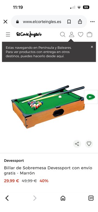 Mini billar de mesa