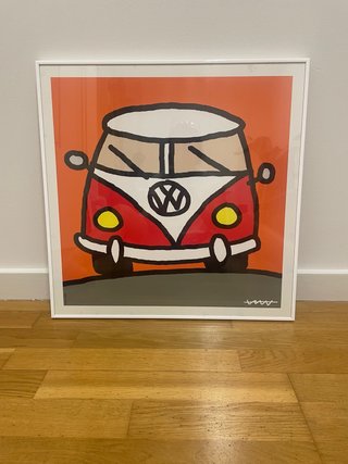 Lámina enmarcada de VW Furgoneta Roja