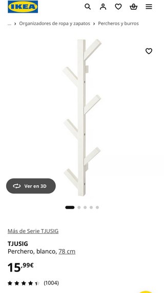 Perchero IKEA TJUSIG Blanco