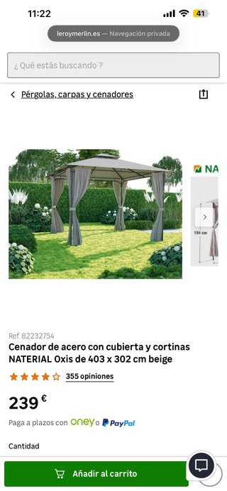 Pérgola Naterial 3x4m Beige/Gris