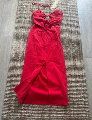 Vestido Rojo Zara Midi Cut-out