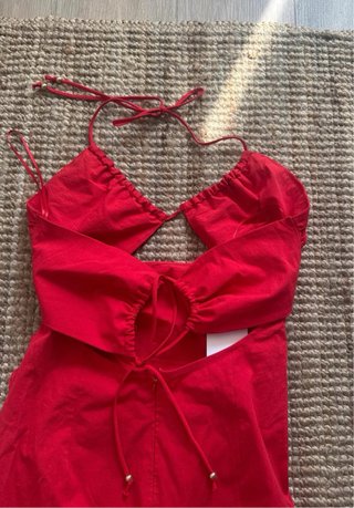 Vestido Rojo Zara Midi Cut-out