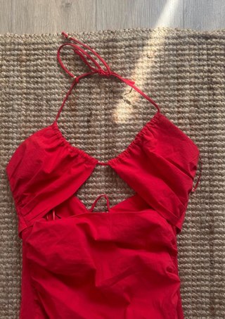 Vestido Rojo Zara Midi Cut-out