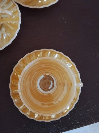 Juego 5 Tazas Café Vidrio Naranja