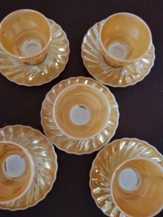Juego 5 Tazas Café Vidrio Naranja