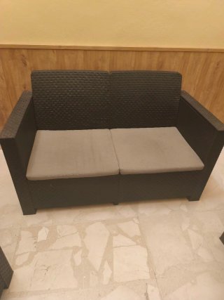 Conjunto jardín ratán negro 4 piezas