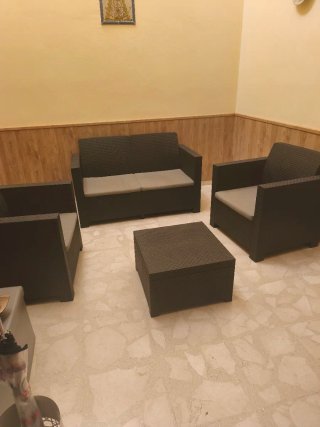 Conjunto jardín ratán negro 4 piezas
