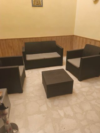 Conjunto jardín ratán negro 4 piezas