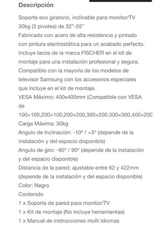 Soporte TV AISENS 32-55 Full Motion