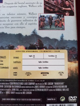 Braveheart DVD Mel Gibson (Español)