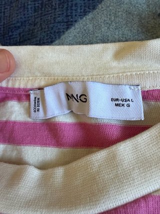 Camiseta Mango Rayas Rosa y Blanco