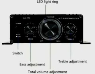 Mini Amplificador Audio AK170 400W + Alimentador