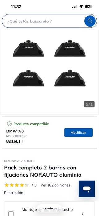 Cofre Techo Norauto Bermude 200 375L + barras