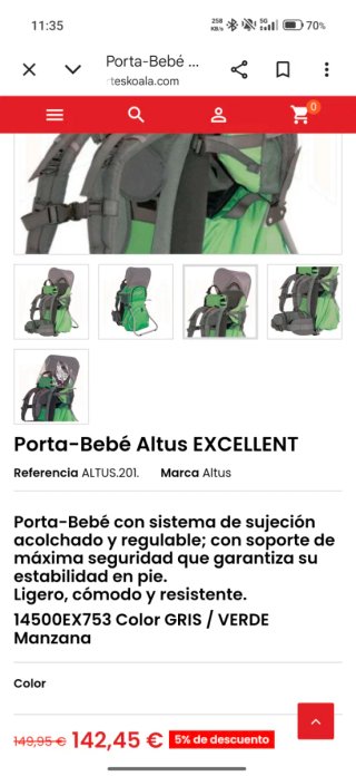 Mochila Porta Bebés Altus Excellent