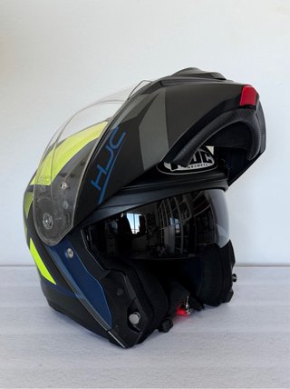 Casco moto HJC I90 Modular Negro Amarillo azul